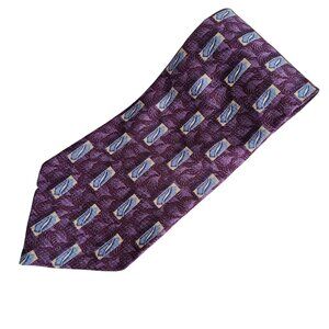 Jos A Bank Silk Tie Mens Necktie Purple Blue Geometric Business Career Menswear